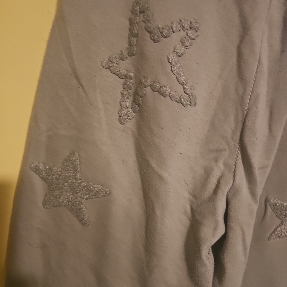 Pink Rose Junior Size Medium Sage Green Stars Jogger Comfy Sweatpants - Picture 9 of 10
